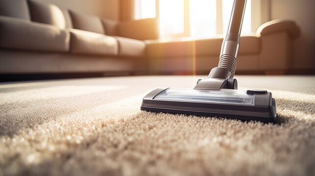A vacuum cleaner working on the Carpet