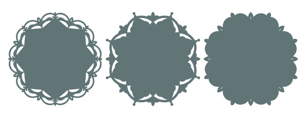 Abstract decorative vintage round frame set