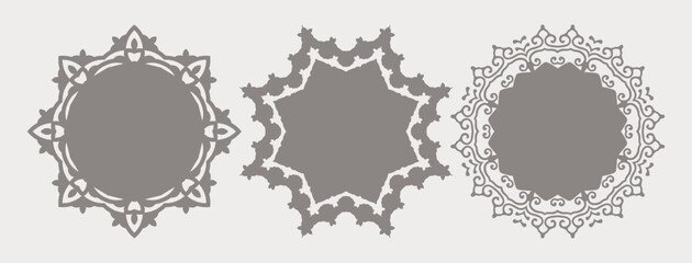 Abstract decorative vintage round frame set