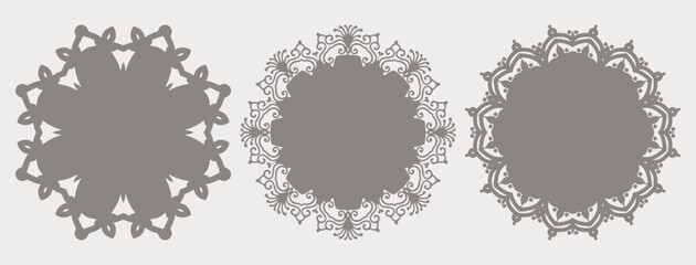 Abstract decorative vintage round frame set