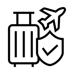 Travel insurance icon. Protection of air travel, insurance sign web sign. vector design