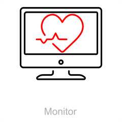 Monitor and ecg icon concept