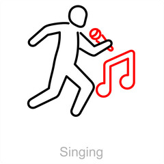 Singing and man icon concept