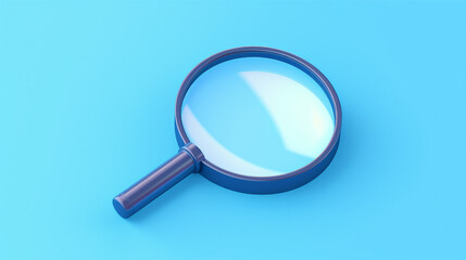 Digital Exploration with Magnifying Glass: 3D Icon Symbolizing Technology and Discovery on White Background