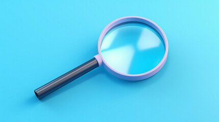 Digital Exploration with Magnifying Glass: 3D Icon Symbolizing Technology and Discovery on White Background