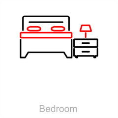 Bedroom and bed icon concept