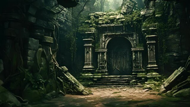 In the heart of an ancient wood a putrid crypt stands hidden its secrets kept from prying eyes.