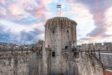 The walls of the old stone fortress. Trogir, Croatia.