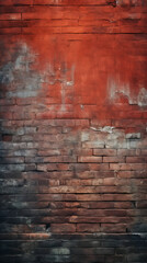 An old brick wall with a red paint on it