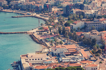 Fototapeta premium Aerial shot of downtown Kusadasi, Turkey.