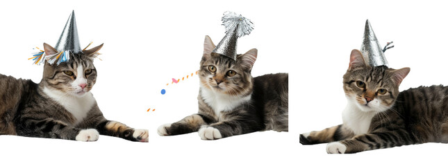 cat with party hat  white background