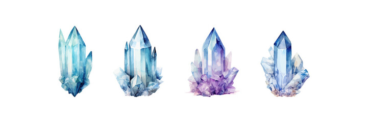 Watercolor crystal set. Vector illustration design.