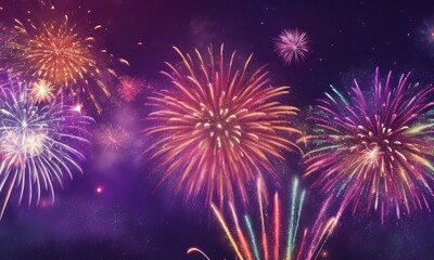 Fireworks on the night sky background