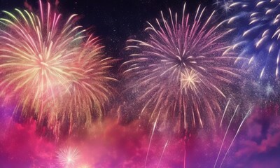 Fireworks on the night sky background