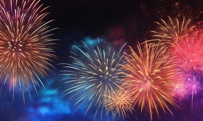 Fireworks on the night sky background