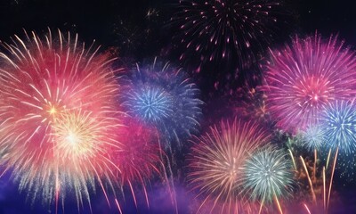 Fireworks on the night sky background