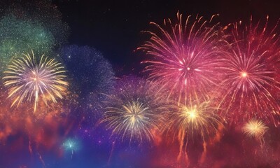 Fototapeta na wymiar Fireworks on the night sky background
