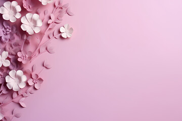Fototapeta na wymiar Pink Minimal Floral Design Wallpaper Background