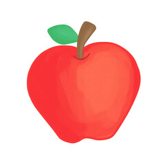 Red Apple with Leaf