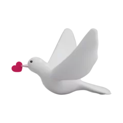 Fotobehang Render of a flying dove with a pink heart. Vector 3d illustration on isolated background © Lazy_fox
