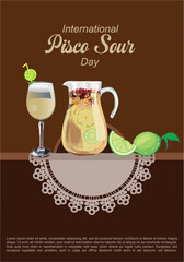 Naklejka premium Vector illustration of International Pisco Sour Day.