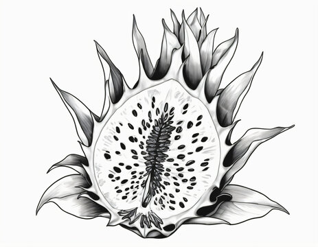drogon fruit with leafe for coloring book