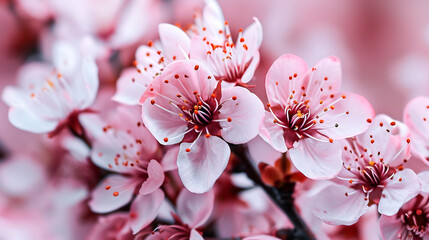 Obraz premium close-up of pink cherry blossoms on blurred background