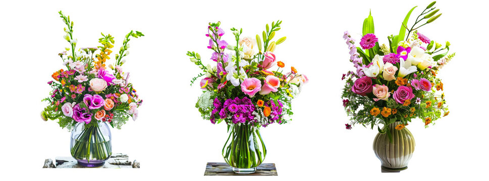 vase with a beautiful bouquet  white background