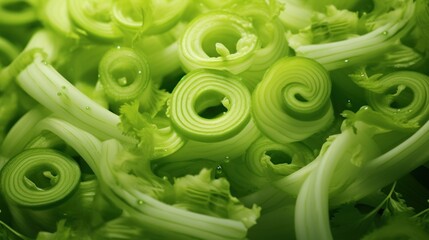  a close up of a bunch of green spirals in the middle of a bunch of green lettuce.