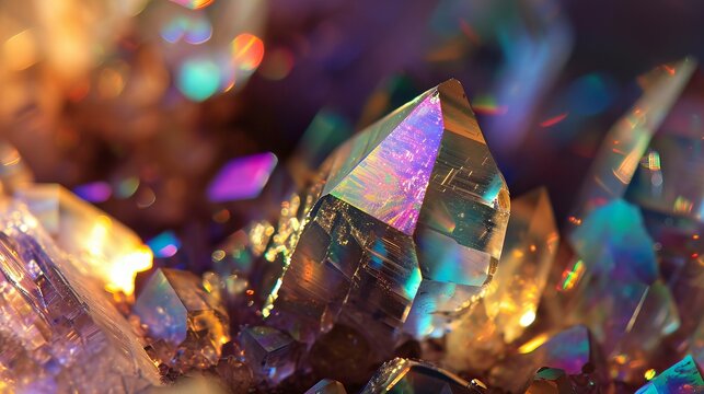 Macro close up of shiny beautiful opal crystal background