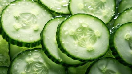  a pile of sliced cucumbers sitting on top of a pile of other cucumbers on top of a table.