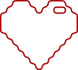 Heart outline pixel style vector illustration. Pixel heart Love symbol hand drawing stylized design element