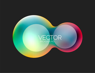 Beautiful flowing round shapes and circles abstract background. Liquid color bubble composition