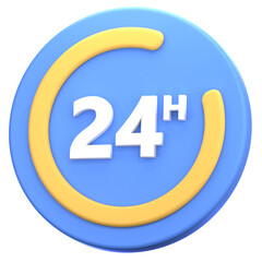 24 hours 3D Illustration Icon Pack Element