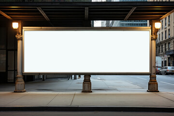 White empty blank billboard signboard mockup on the street outdoor - obrazy, fototapety, plakaty