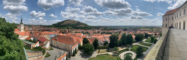 Naklejka na ściany i meble Panorama of the town of Mikulov in the Czech Republic. 