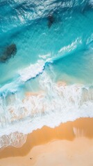 Fototapeta na wymiar Aerial View of a Sandy Beach with Waves