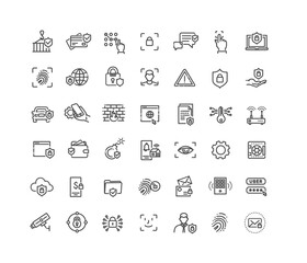 Security web icons. Safety, security, protection thin line symbols