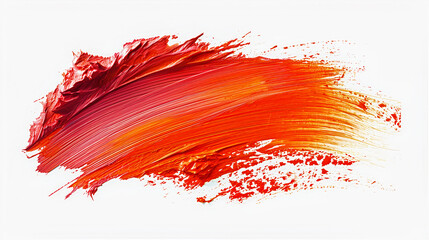 Brush stroke of peach color, oil or acrylic paint on a white background. Art painting banner illustration. Generative AI