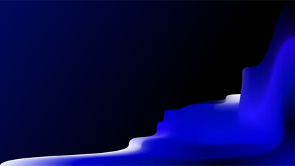Side blue 3d waves over dark blue copy space presentation background