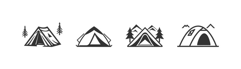 Camping tent icon set. Vector illustration design. - obrazy, fototapety, plakaty