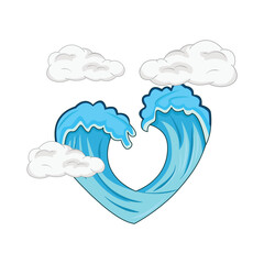 sea wave with cloud illustration