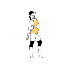 Attractive woman doing stretching exercises flat vector illustration