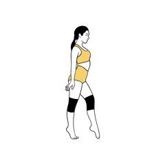 Attractive woman doing stretching exercises flat vector illustration