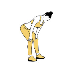 Attractive woman doing stretching exercises flat vector illustration