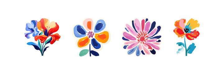 Painting flower set. Vector illustration design.