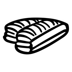 "A minimalist outline icon of bread, designed with sleek simplicity for modern digital and print applications."
