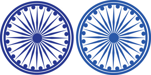 illustration vector icon of ashoka chakra in different colors easy to use and edit with blue background - obrazy, fototapety, plakaty