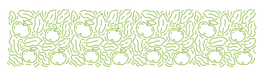 Apple horizontal pattern. Editable outline stroke. Vector line.