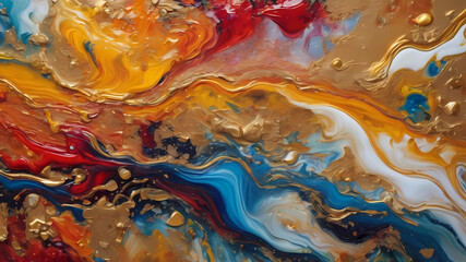 Colorful abstract painting oil and water complex complicated bright vivid colors beautiful opulent wealthy intricate all possible hues sublime delicate hyperdetailed masterpiece metallic sheen mother 